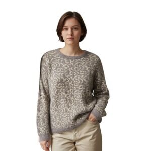 Victoria Women's Leopard Print Fuzzy Knit Sweater‎ L XL